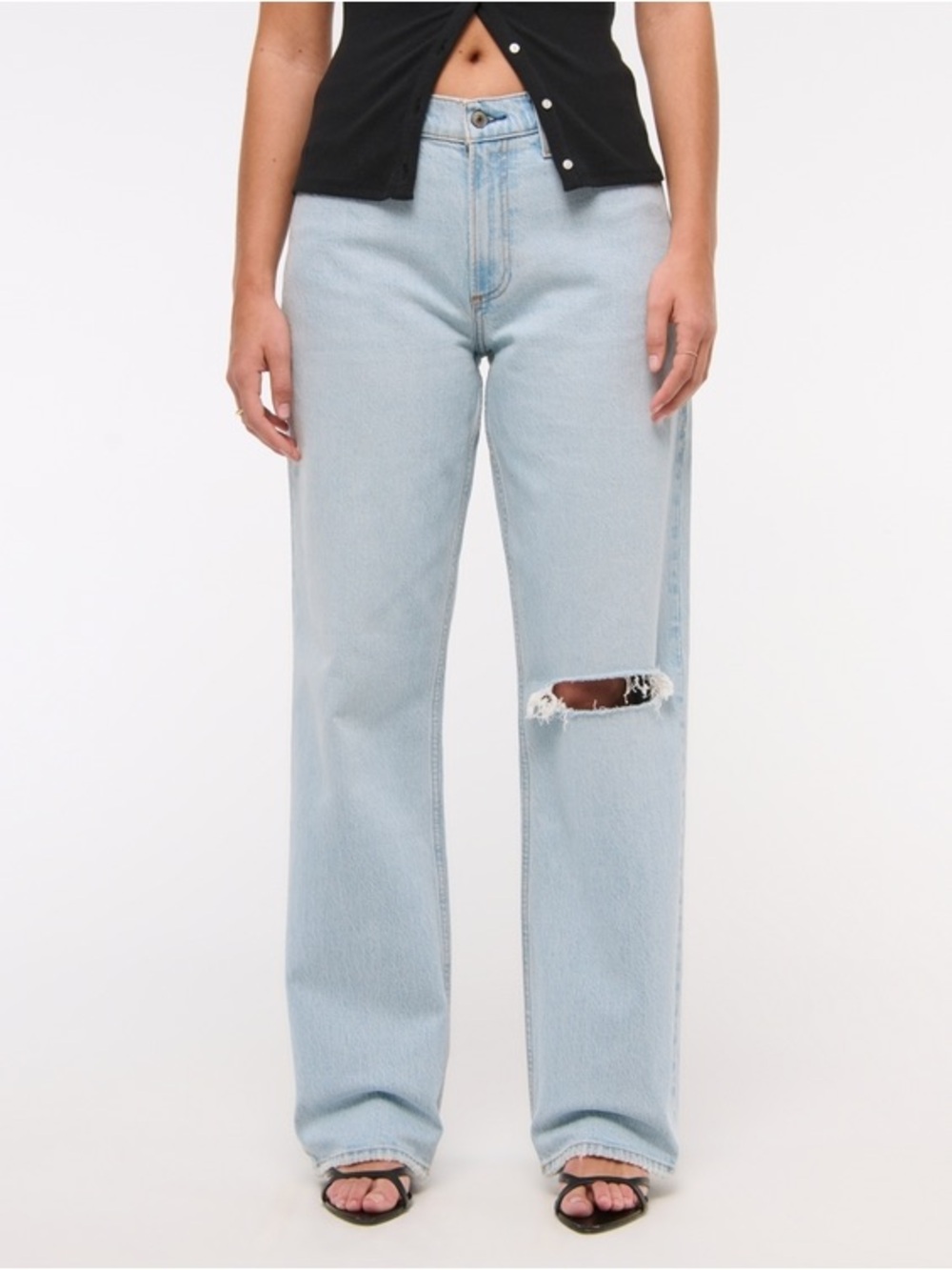 NWT ABERCROMBIE & FITCH Womenâs Curve Love Low Rise Baggy Jeans